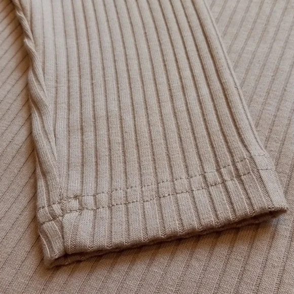 Pumpkin Spice Ribbed Long Sleeve Crewneck Top Relaxed Minimalist Slouchy Active - Picture 11 of 14